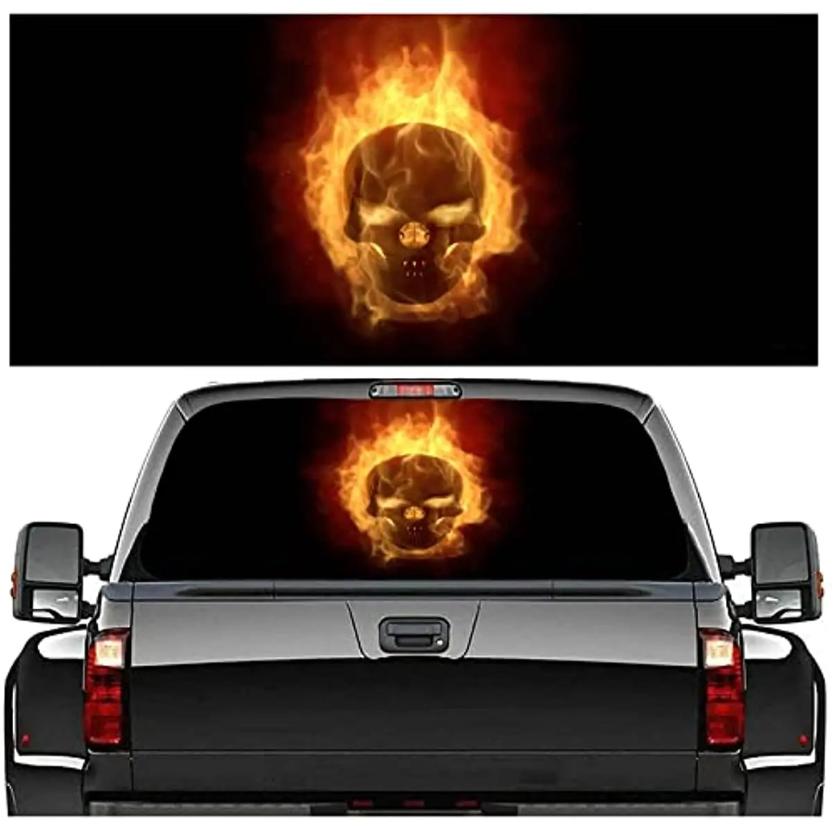 Виниловая наклейка с рисунком огня черепа грузовика заднего окна универсальный