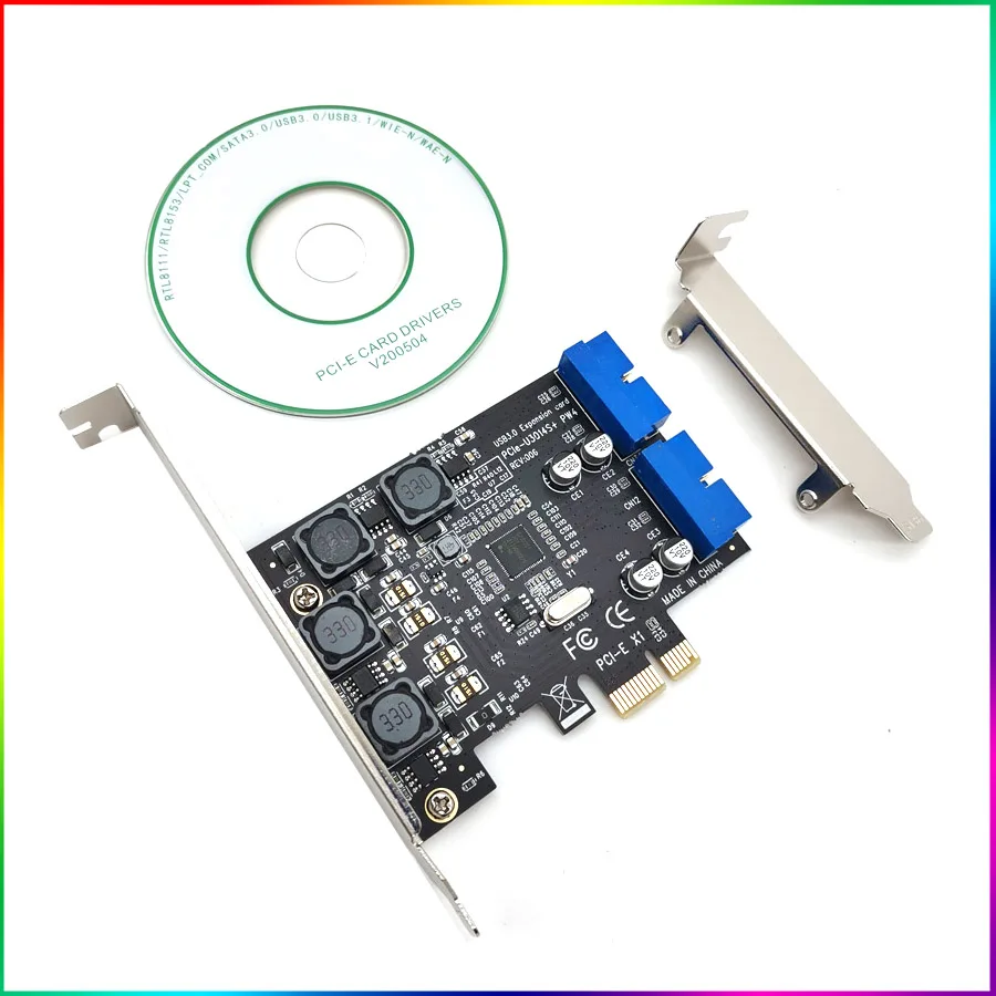 PCIE 1X на 2 порта 3,0 Pin карта USB Встроенная внутренняя PCI-E Расширительная карта