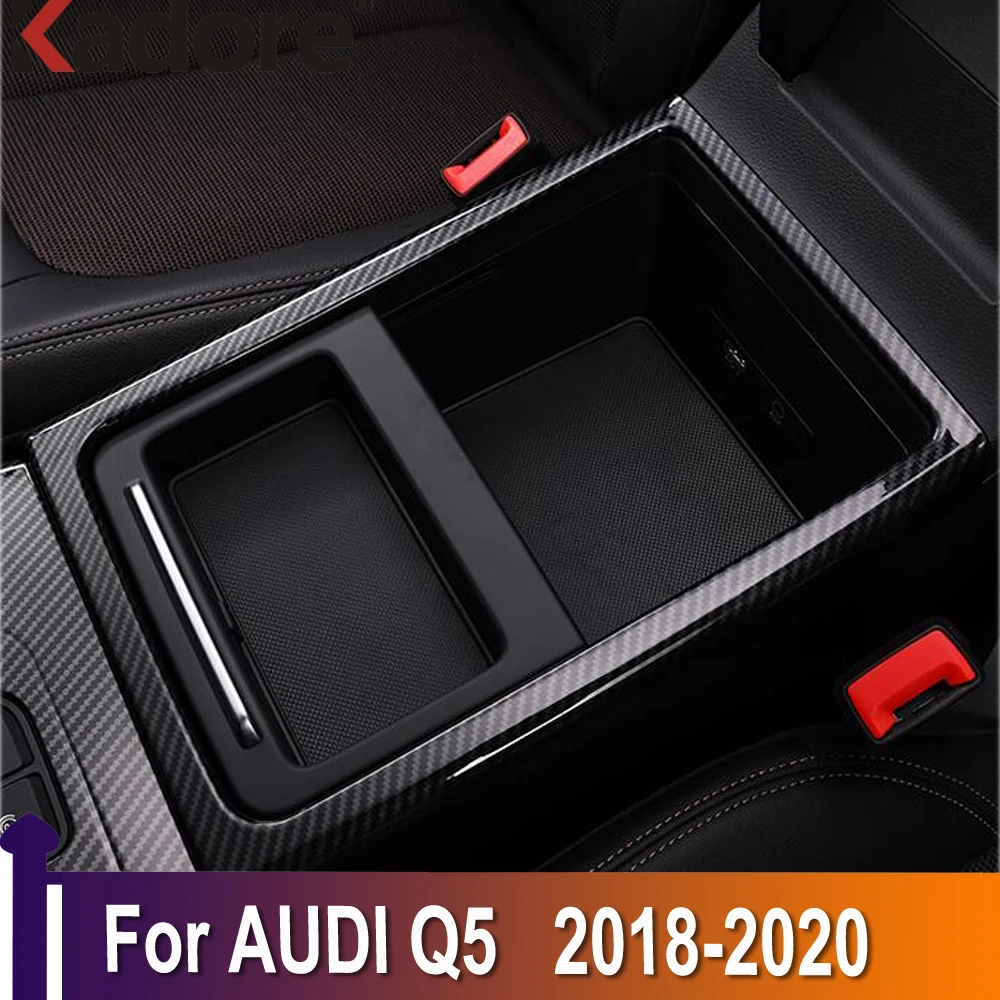 

car accesories interior For Audi Q5 2018 2019 2020 Carbon Fiber Matte Front Water Cup Holder Frame Panel Decal Cover Trim