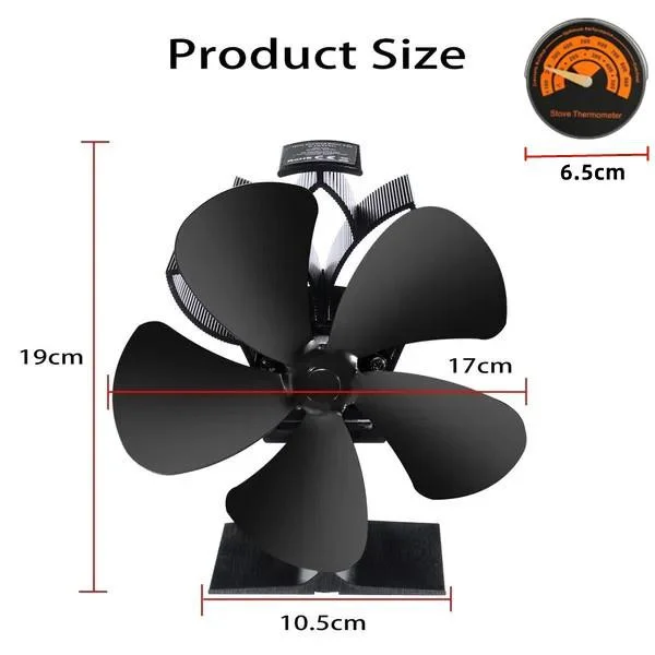 

5-лопастной вентилятор для печи, тепловой вентилятор для камина, дровяная горелка, эко-вентилятор, тихий каминный вентилятор, обогреватель для дома, эффективное распределение тепла
