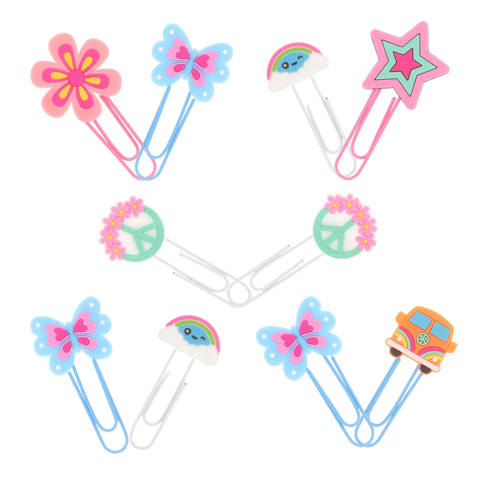 

10 Pcs Bookmarks Kids Bulk Cartoon Creative Shaped Paper Clips Unique 6.5x3.5cm Small Hippy Exquisite File Silica Gel Child