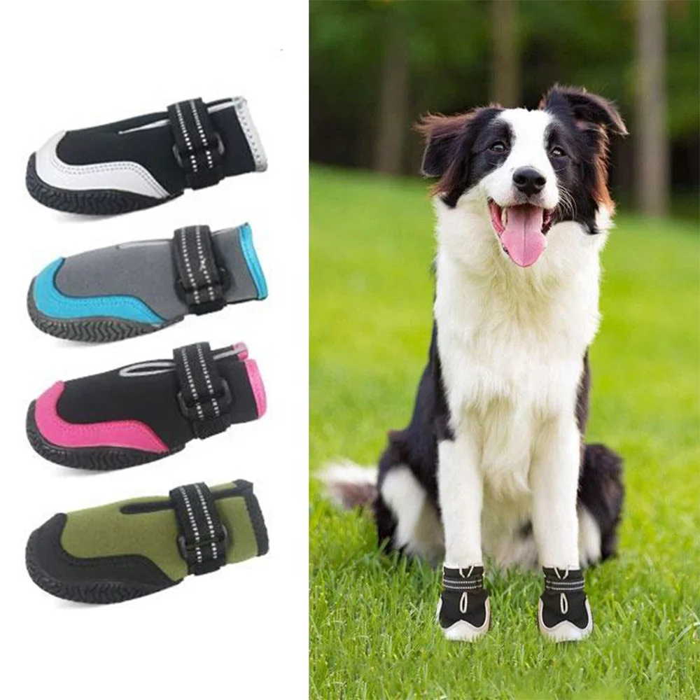 

dark green outdoor new designer waterproof neoprene sports dog shoes with reflective for dog