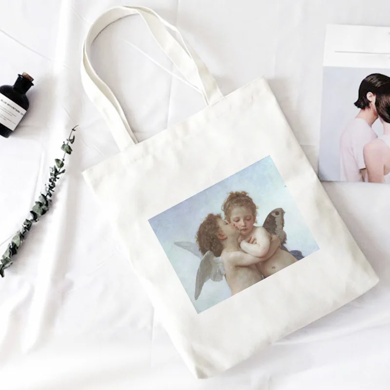 

Симпатичный маленький ангел 90-х, модная женская сумка в стиле Харадзюку, холщовые сумки на плечо, вместительная Ретро сумка Ulzzang, кошелек, су...