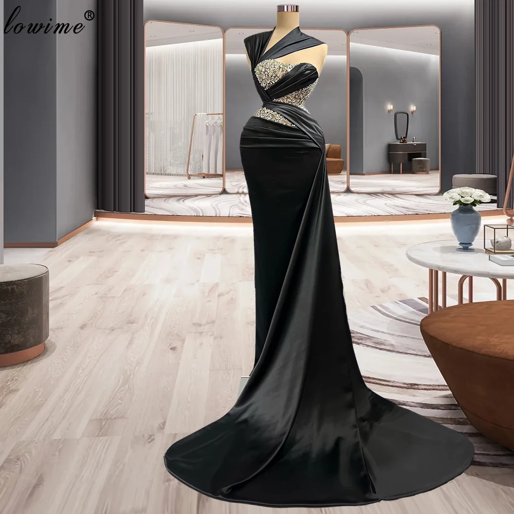 

Elegant Black Mermaid Celebrity Dresses With Crystals Middle East Prom Dresses 2023 Women Evening Gowns Vestido Elegante