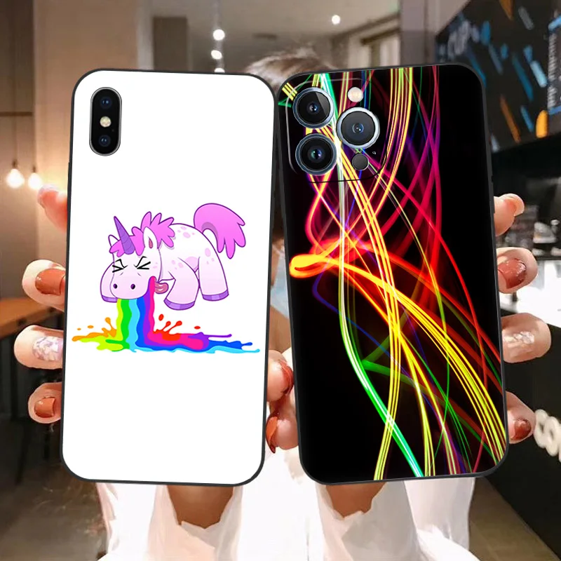 Мягкий разноцветный Радужный чехол для Apple iphone 14 Plus XS 13 Pro Max 12 Mini 11 SE XR X 7 8 6 6S 14Pro