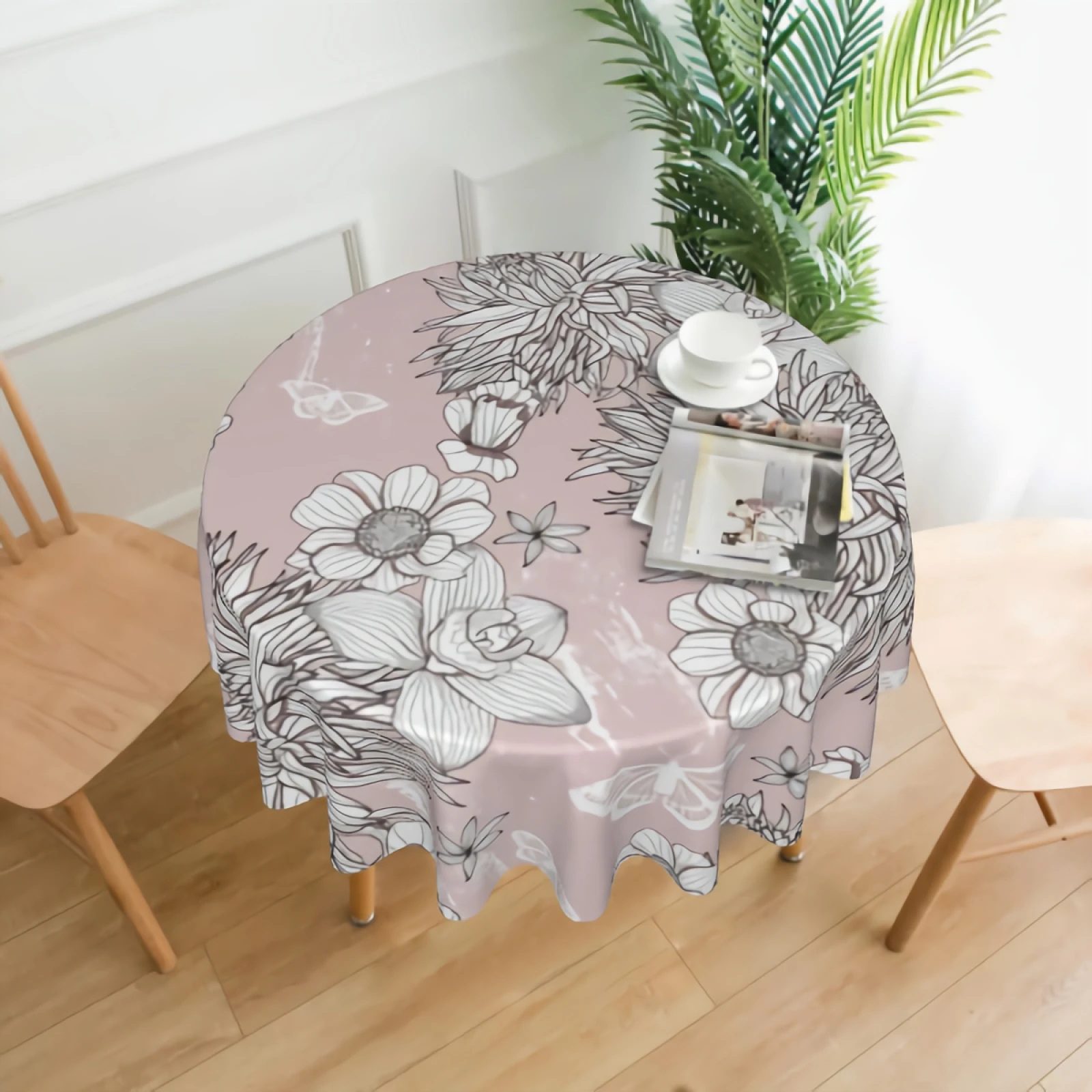 

Round Tablecloth 60 Inch Washable Table Cover for Kitchen Home Table Decoration