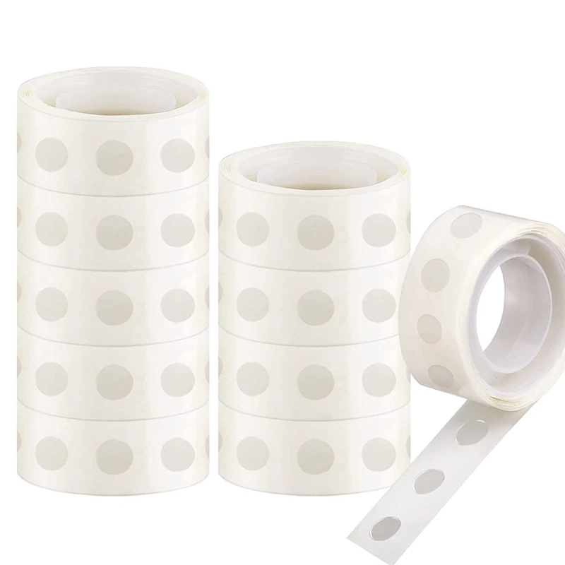 

PPYY-Glue Dots, 1000 10mm/0.4Inch 10 Rolls Poster Glue Clear Balloon Dot Tape Removable Non Marking Stickers 100 Sheets/Roll