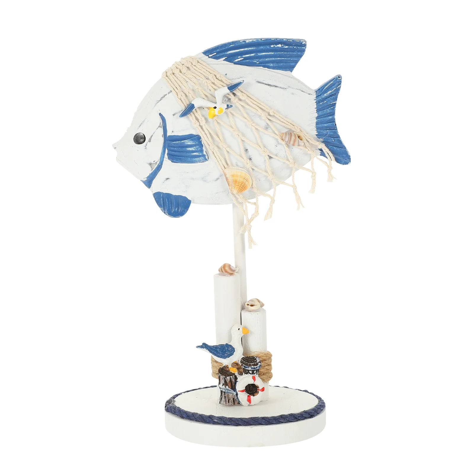 

Fish Nautical Wooden Decor Statue Wood Figurine Sculpture Bird Table Beach Coastal Figurines Seagull Decorations Ornament Animal