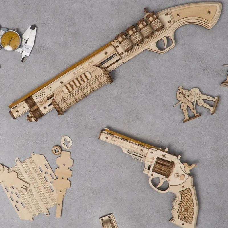 

Деревянный детский игрушечный пистолет для декомпрессии, игрушечный пистолет с резиновой лентой, катапульта, игрушечный пистолет для мальчиков, подарок с орнаментом