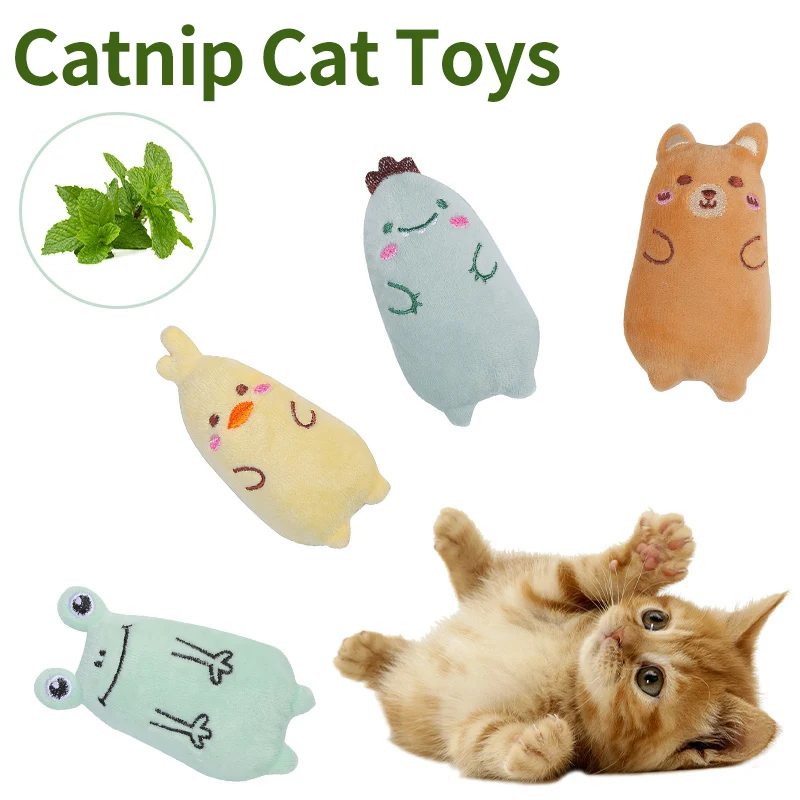 

Cat Toys Cute Cartoon Cat Interactive Plush Toys with Catnip Kitten Teeth Grinding Thumb Juegos Para Gatos Toys for Cats