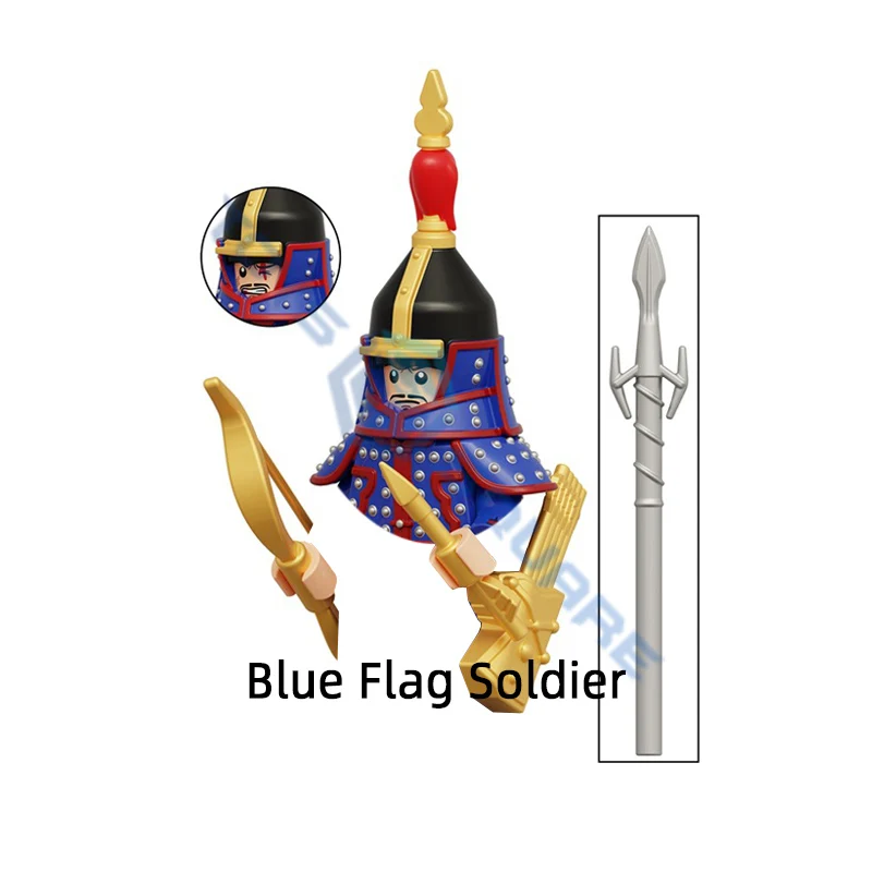Модель китайского старинного желтого белого синего Красного флага солдата