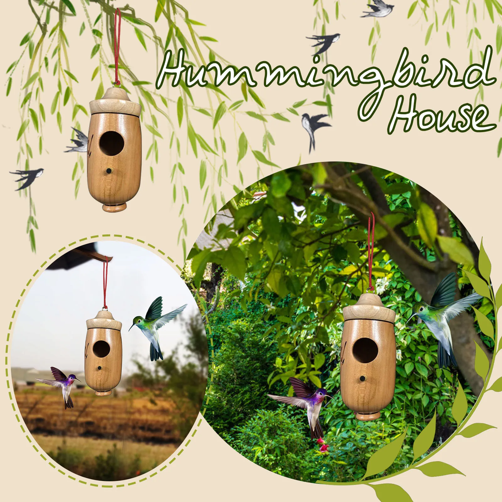 

Кормушка Для утенков, домик для Колибри 2022, деревянный домик для Колибри на улице, Подвесные качели для Колибри, клетка для любимых птиц