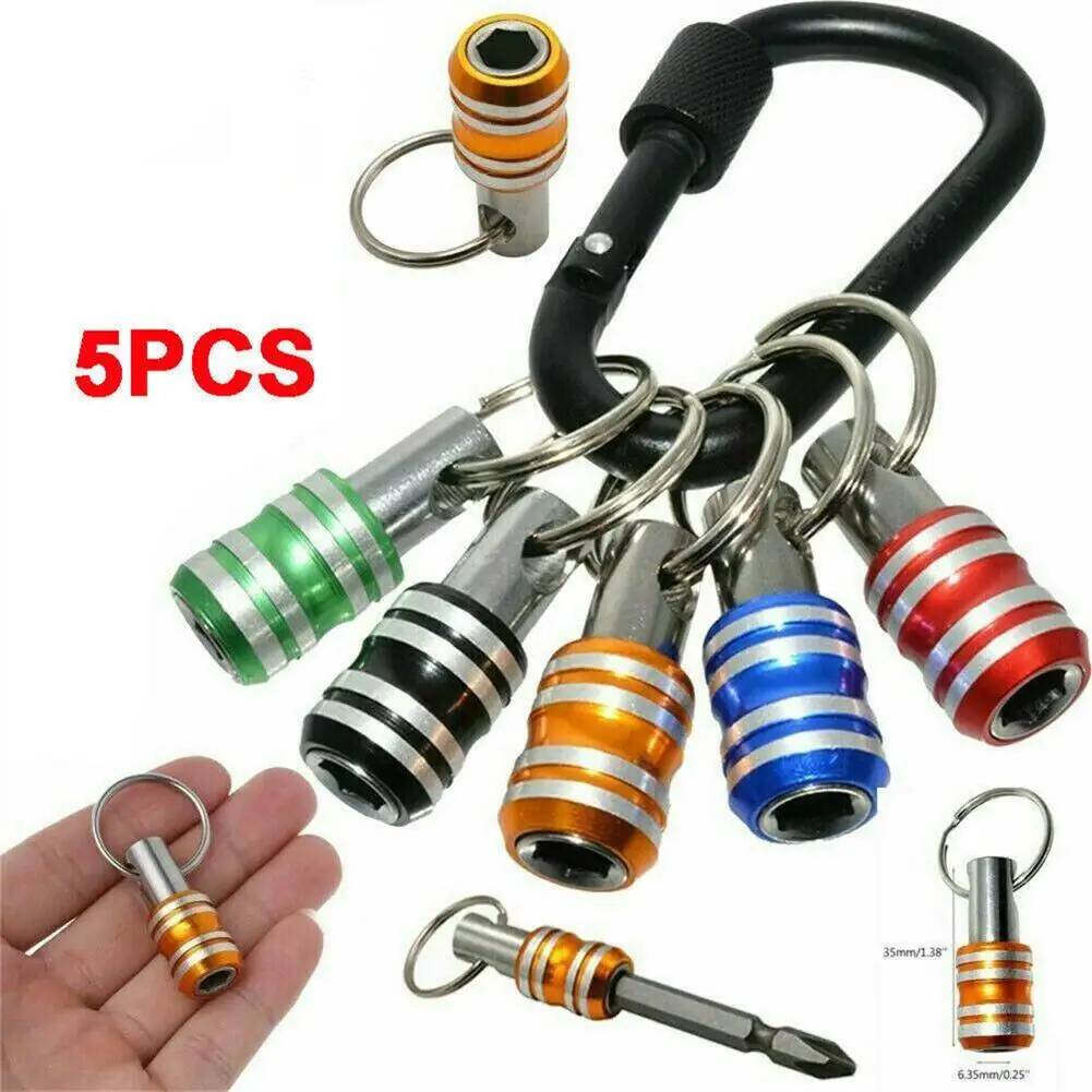 

6pcs/5pcs 1/4 Hex Shank Quick Release Keychain Screwdriver Drill Bit Holder Portable Screwdriver Head For Electric Screwdrivers