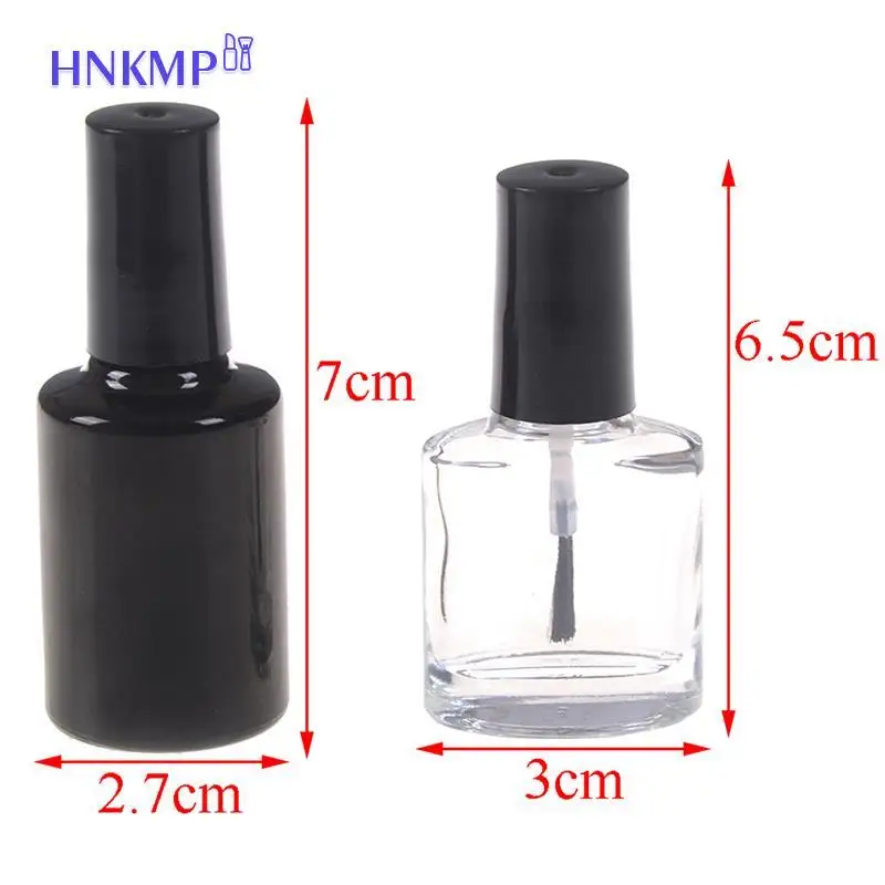 

10ML 15ML Empty Nail Polish Bottle Cosmetic Containers Black Transparent Glass With A Lid Brush Nail Glass Bottles with Brush