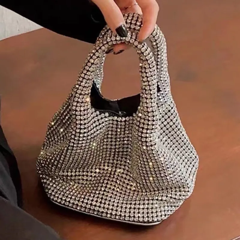 

Full Diamond Bags Women 2022 New Diamond Inlaid Bucket Bag Diamond Chain Bag Handheld Messenger Bag Bags For Women Soft Surface