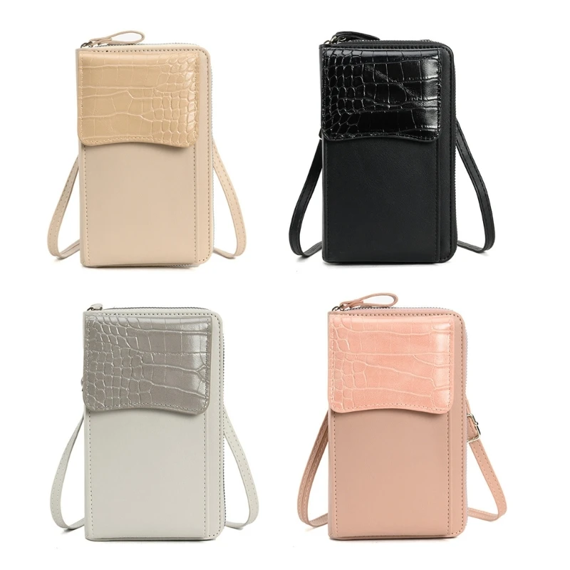 

Women's Small Square Bag Fashion PU Zipper Card Phone Shoulder Crossbody Bag