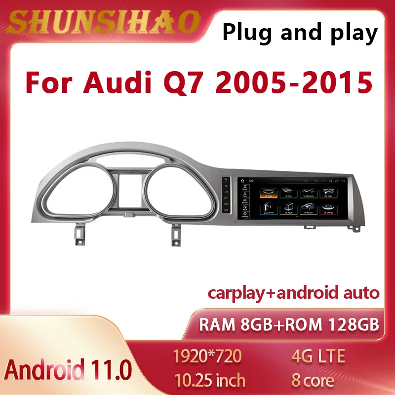 

Автомобильный GPS-радиоприемник ShunSihao, мультимедийный плеер 10,25 дюйма Q7 2005-2015, стерео Автомагнитола carplay, android, все в одном, 128 ГБ