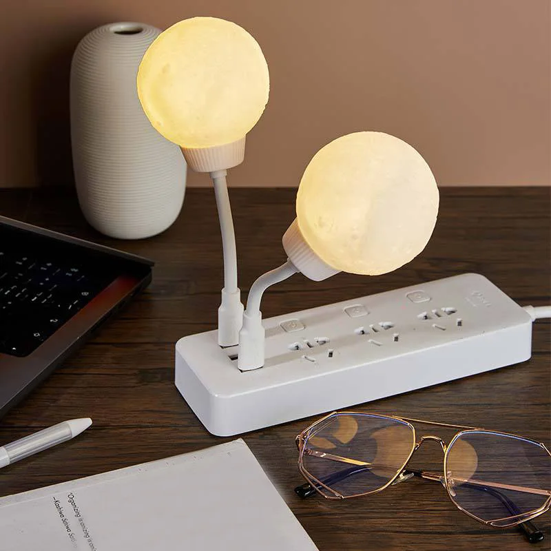 

LED Moon Light USB Power Plug-in Fluorescent Sleep Night Light Baby Feeding Bedroom Wake Up Home Table Decoration Bedside Lamp