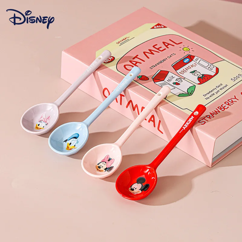 Фото Керамическая ложка Disney с мультяшными персонажами Микки и Дональда, с плоской ручкой, для дома, для детей, для еды, десертов, супов, риса, столовая посуда, подарок №1