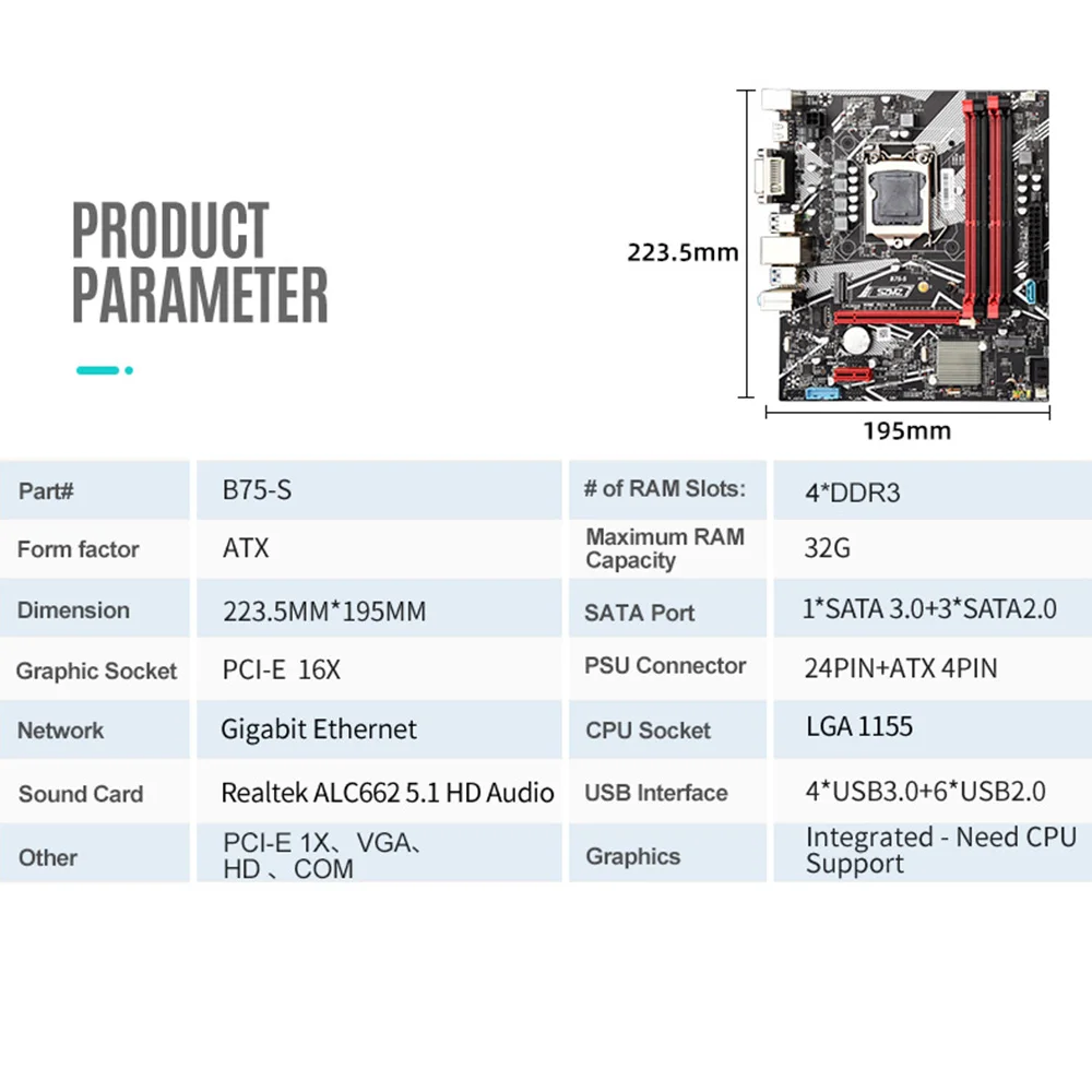 SZMZ B75-S LGA 1155 комплект материнской платы Intel NVME M.2 SSD поддержка 4 * DDR3 ПК Память