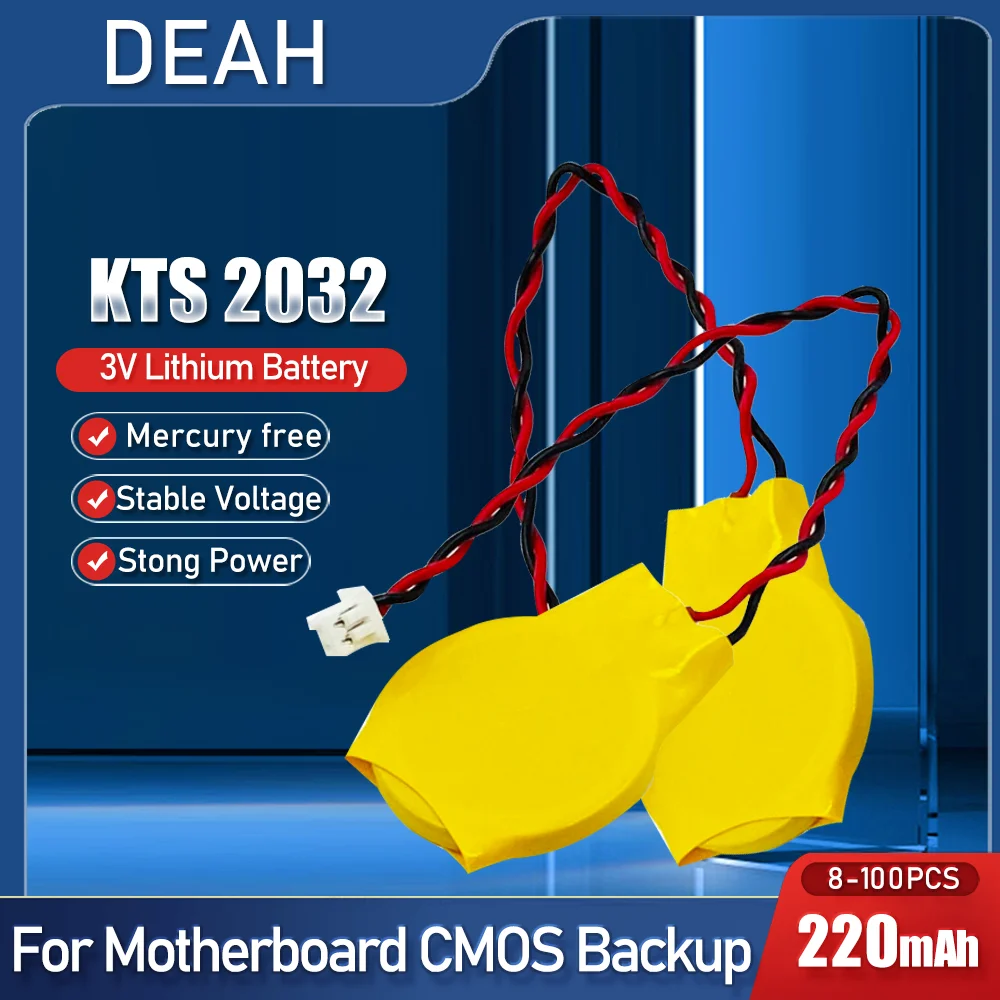 Литиевая батарея KTS CR2032 CR2032W 100 3 в с проводом 2 контакта для материнской платы