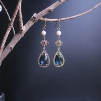 pearl hanging zircon earrings are suitable for womens wedding anniversary bright cutting natural freshwater pearl jewelry