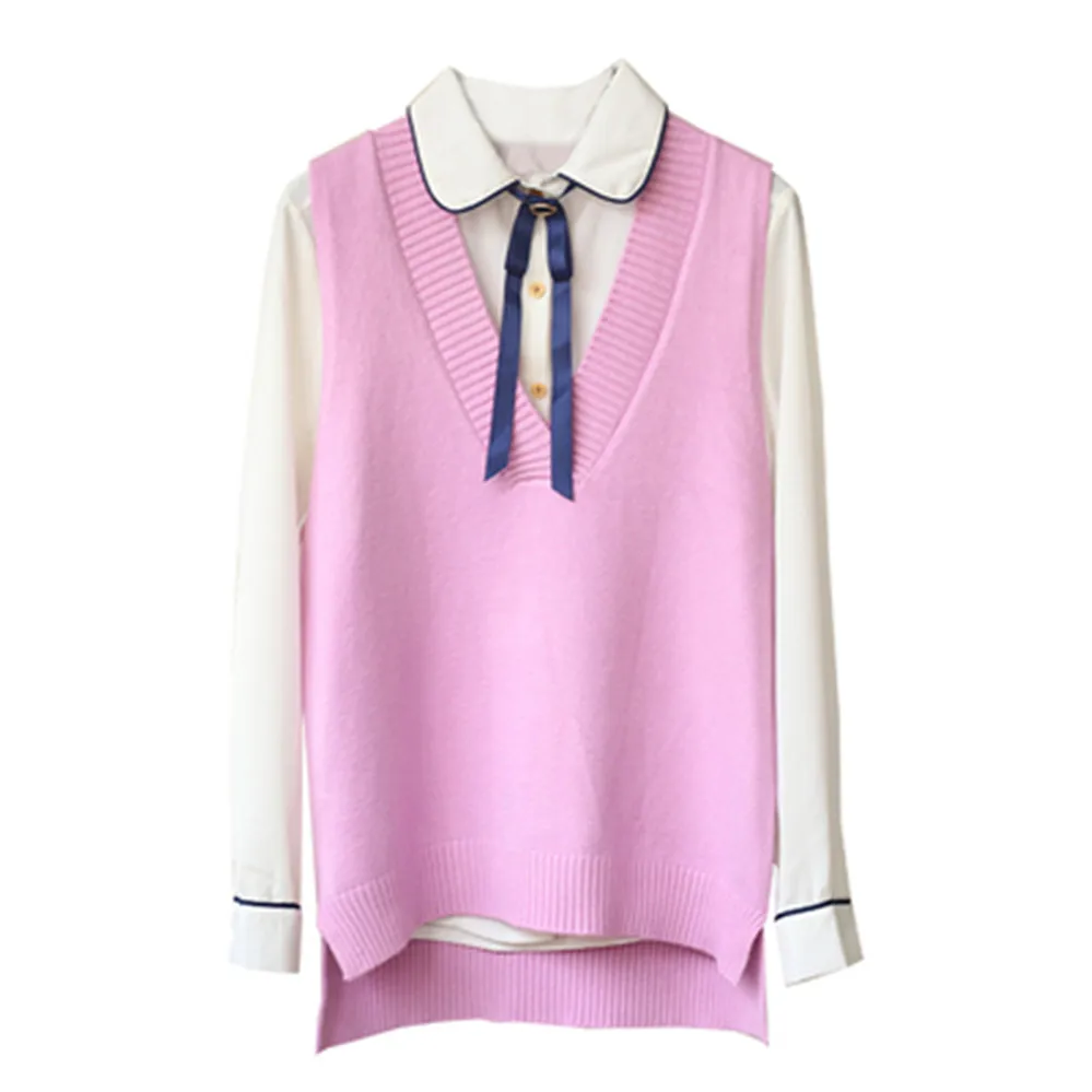 

2022 Spring Autumn Women's Knitted Woolen Vest V-Neck Sleeveless Sweater Long Sections
