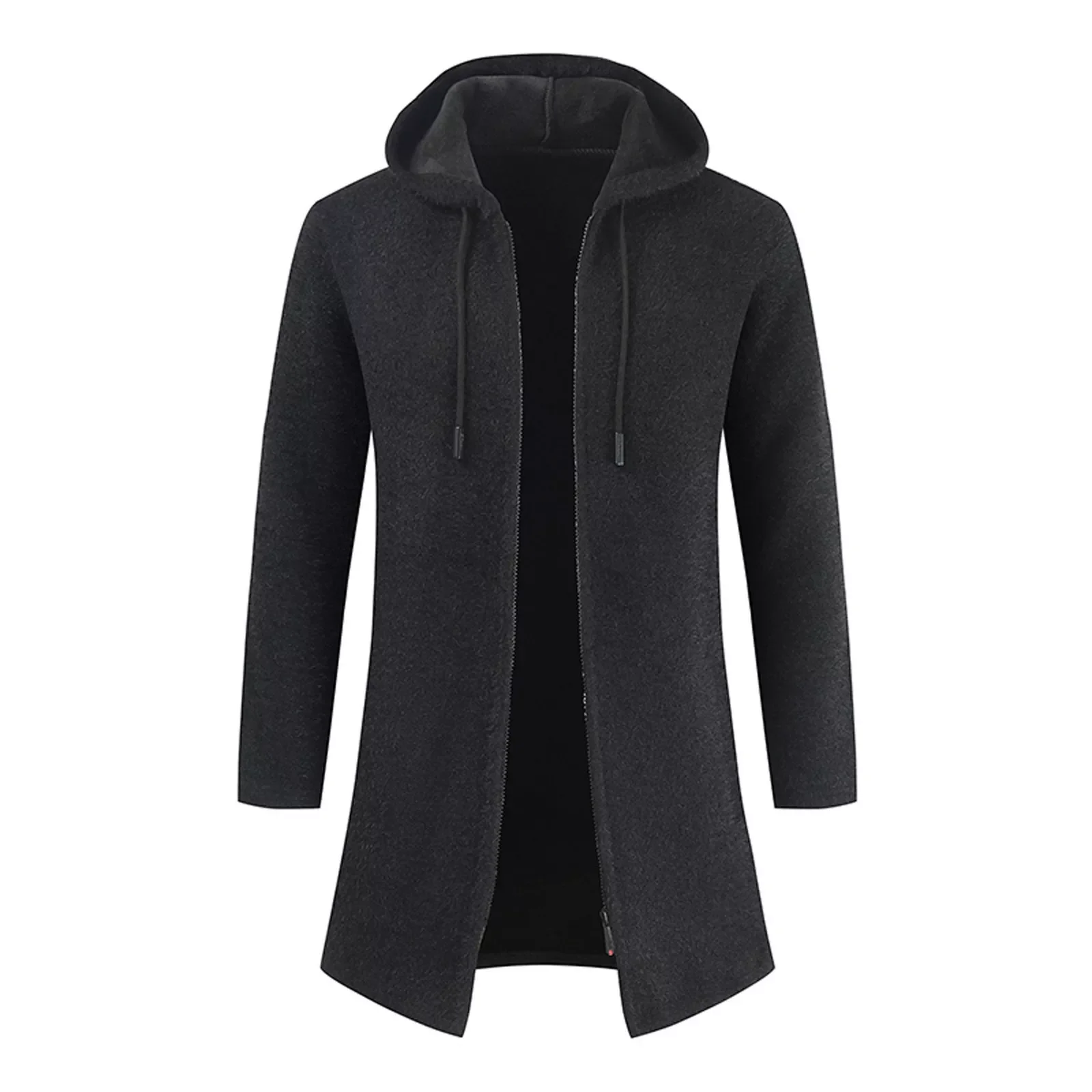 

NEW IN Men's Autumn And Winter Warm Coats Long Sleeve Hooded Zipper Coat Solid Cardigan Sweater Fashion Winter Coat
