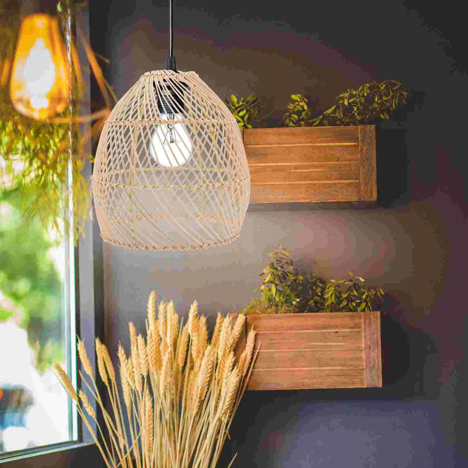 

Shade Lamp Rattan Pendant Light Wicker Ceiling Shades Chandelier Lampshade Woven Cage Flooron Clip Replacement Wall Weave Drum