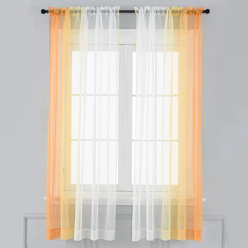 

Gradient Left and Right Tulle Curtains For Living Room Bedroom Organza Yarn Sheer Voile Curtain Window Treatment Drapes Customs