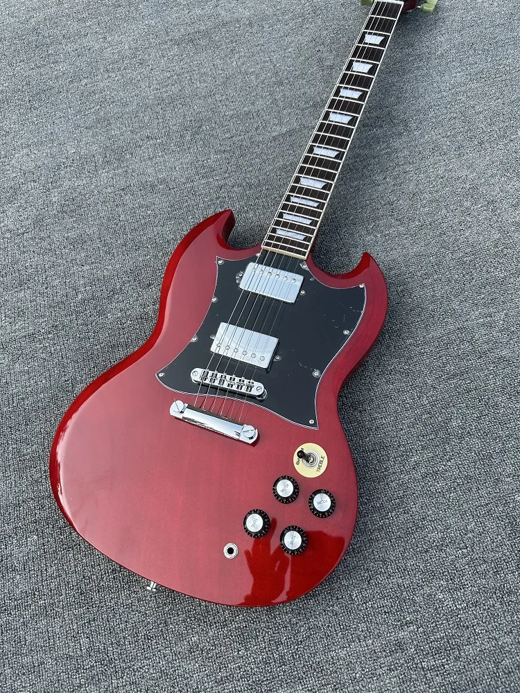 Standard electric guitar SG burgundy shiny flowerpot inlay in stock quick shipping
