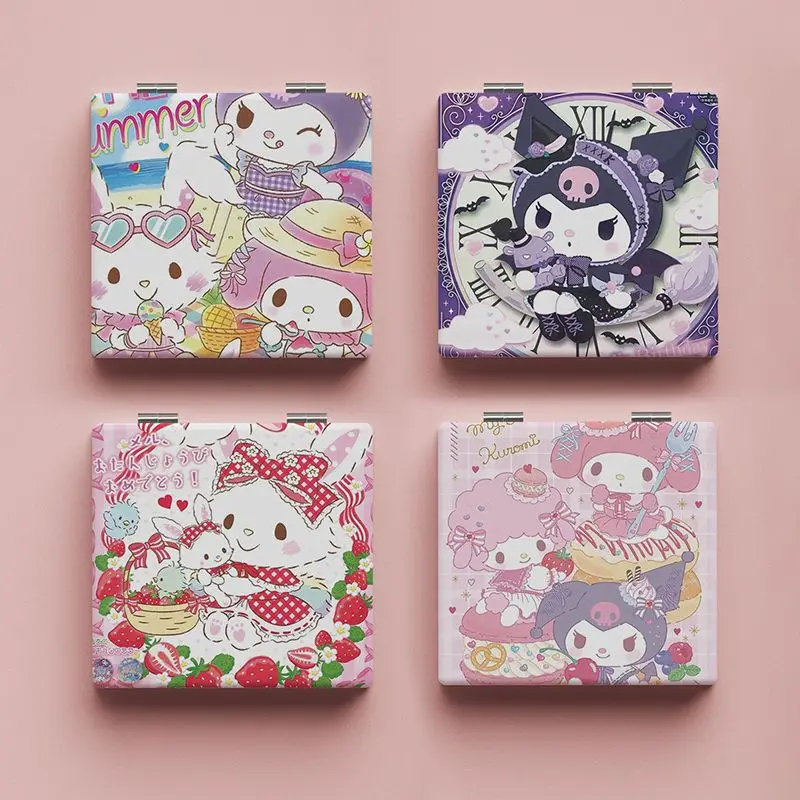 

Hello Kitty Sanrio Kawaii Mirrors Double-Sided Convince Portable Small Folding Pattern Makeup Beautiful Children Girl Gifts
