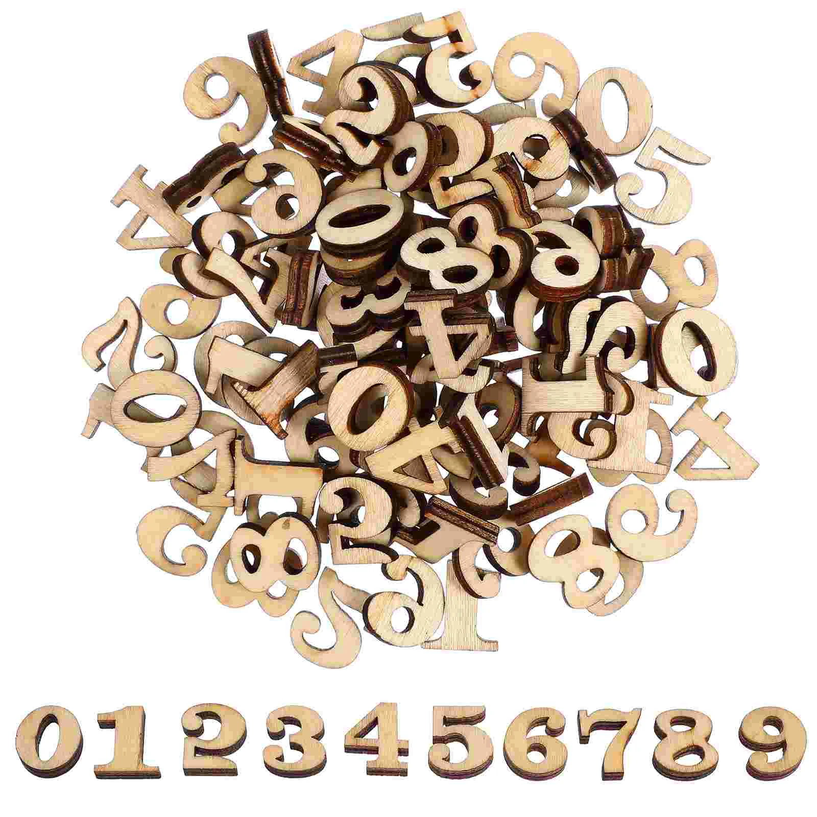 

100 Pcs Wooden Numbers Handmade Blank Wood Numbers Slices Education Toys DIY Crafts Decorations
