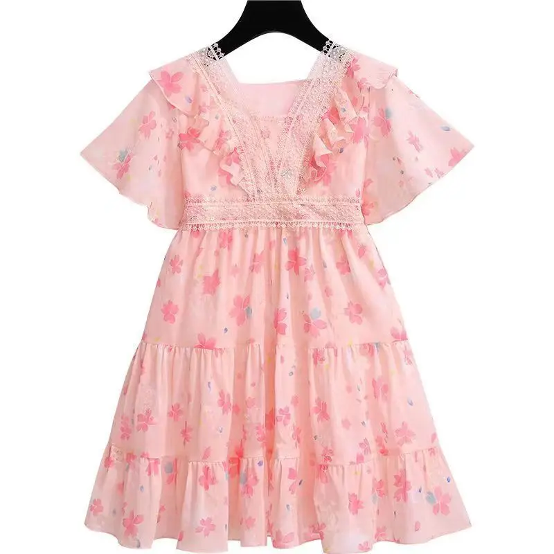 

Summer Girls Dress Casual Princess Dresses Short Sleeve Embroidery Butterfly Costumes Kids Vestidos Floral Dress 3-12Y