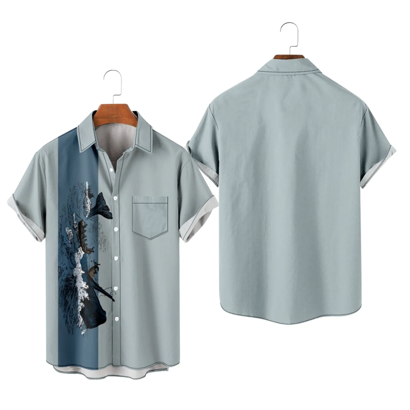 

Mens Printed Hawaiian Shirts Short Sleeve Button Down Beach Shirts Seersucker Shirts Men