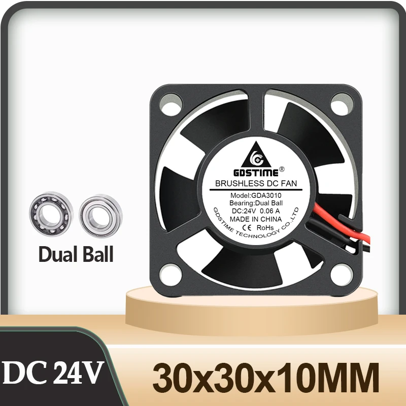 2 шт. Gdstime DC 24 В двойной шарикоподшипник 3010 охлаждающий вентилятор 3 см графической