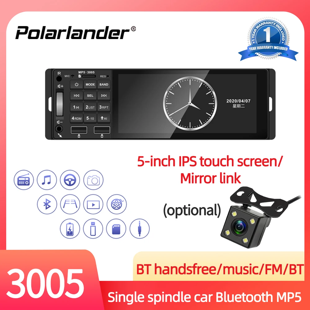 

Car Multimedia Player Autoradio Car radio 1din 5.1" touch screen auto audio mirrorlink Android stereo bluetooth rearview camera