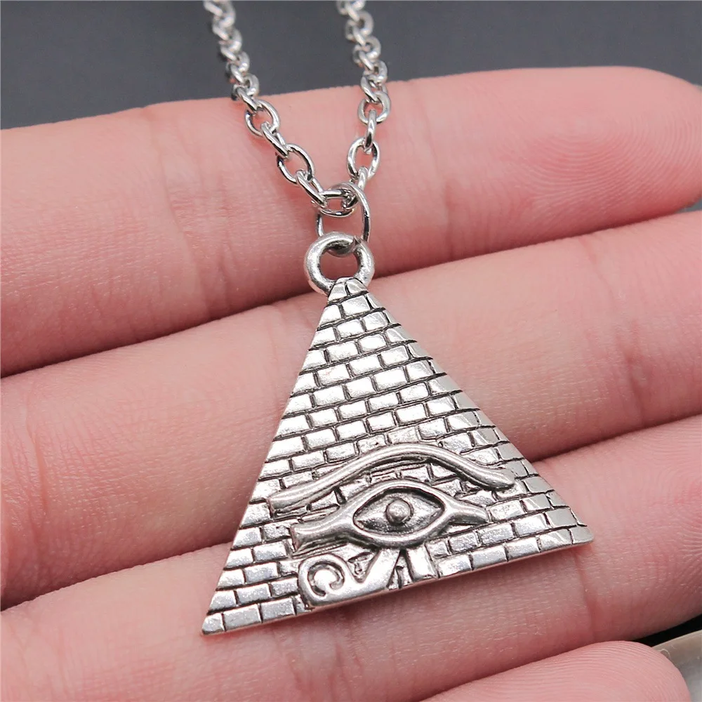 

Vintage 2 Colors 30x32mm Pyramid The Eye Of Horus Pendant Necklace For Women Men Long Chain Necklace Jewelry Accessories