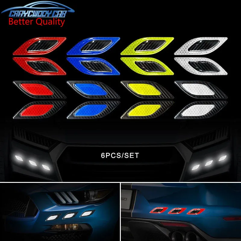 

6pcs/Set Car Reflective Stickers Anti-Scratch Safety Warning Sticker for Truck Auto Motor Exterior Decorative Accessories