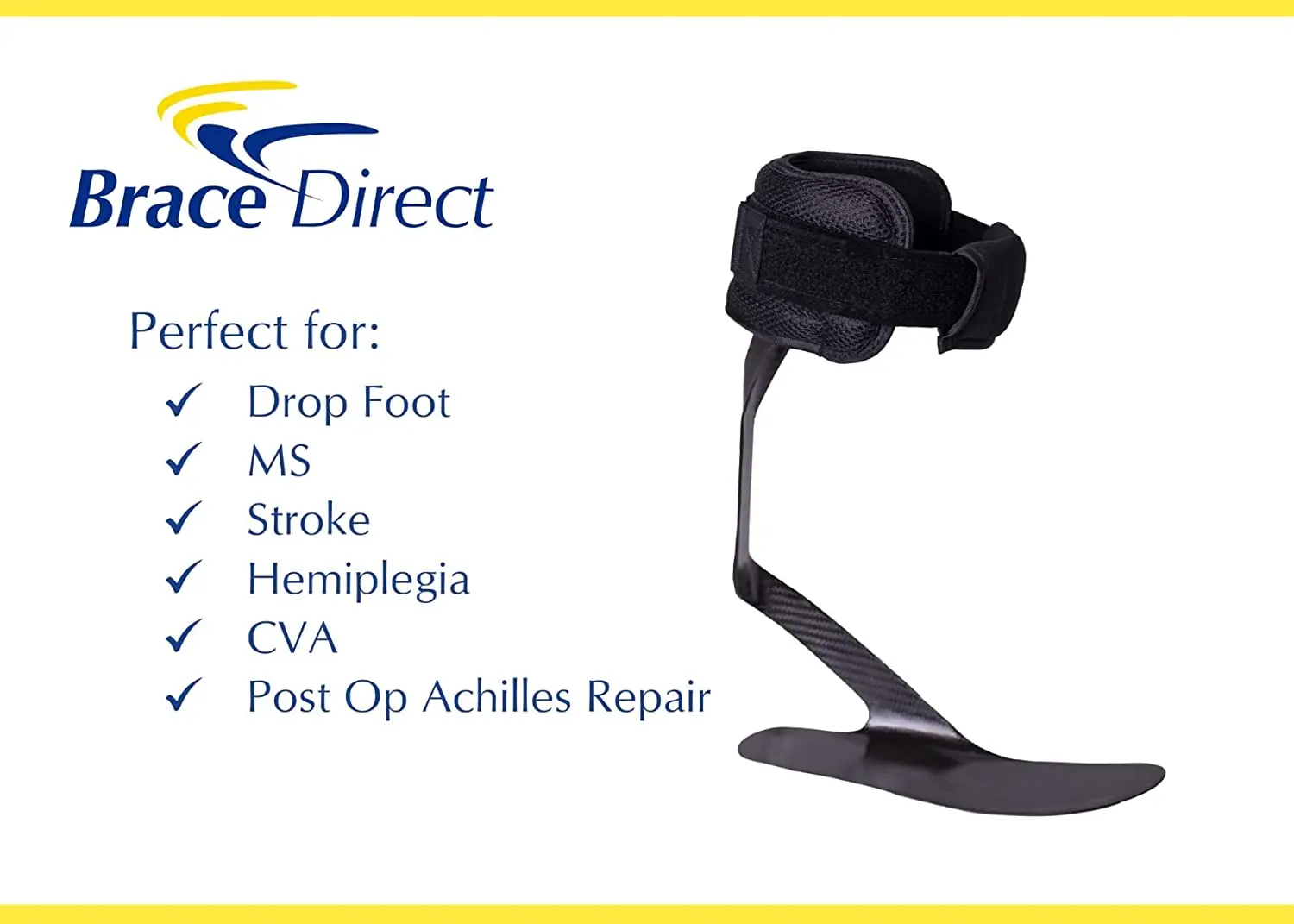 Углеродное волокно AFO-легкий дизайн ортопедический СТОП на лодыжку при падении