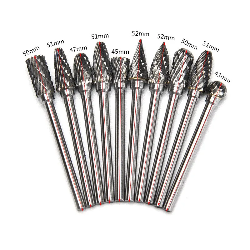 

10 Pcs Hard Steel Grinding Head Alloy Rotary File Electric Drill Grinding Head Electric Grinding Hardware Accessories tools