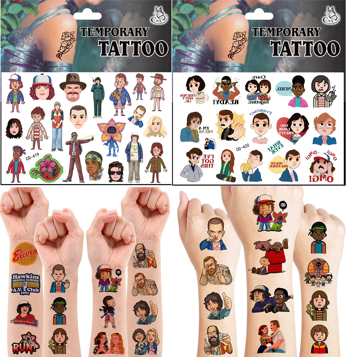 

Eleven Things ST Fake Tattoos Stickers Birthday Party Supplies Favors Stranger Things Party Decorations for Boys Girls Kid Gift