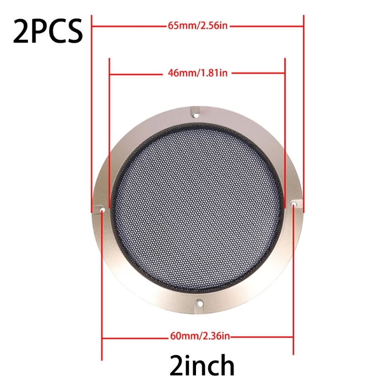 

2Pcs Grille Speaker Conversion Net Cover Decorative Circle Metal Mesh Grille Gol