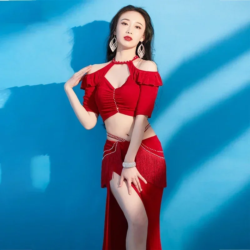 Женский костюм для танца живота комплект из топа и юбки восточных тренировок