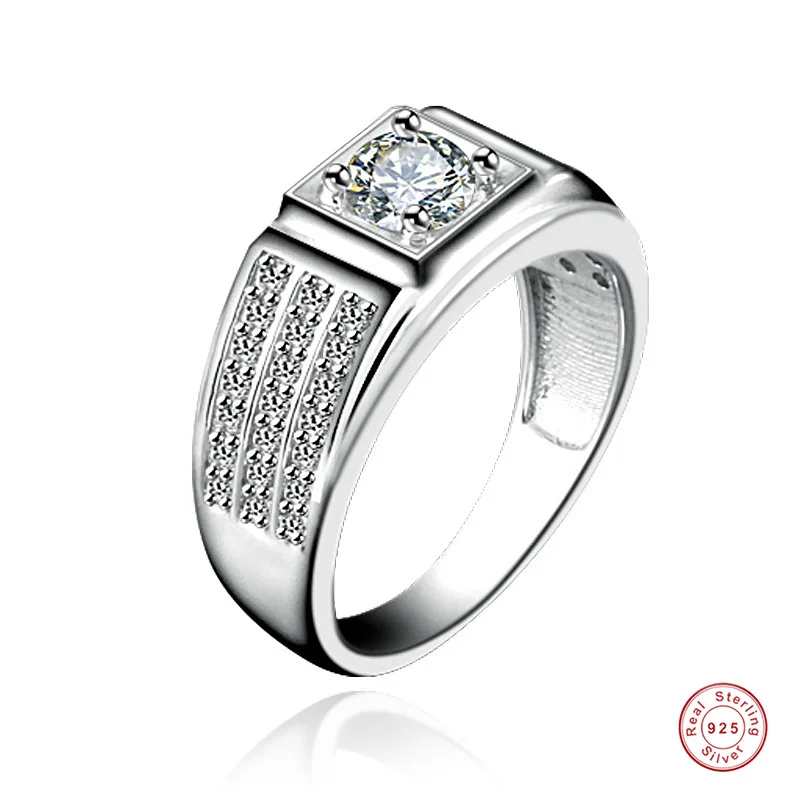 

S925 Silver Ring Zircon Men's Ring Wedding Engagement Jewelry