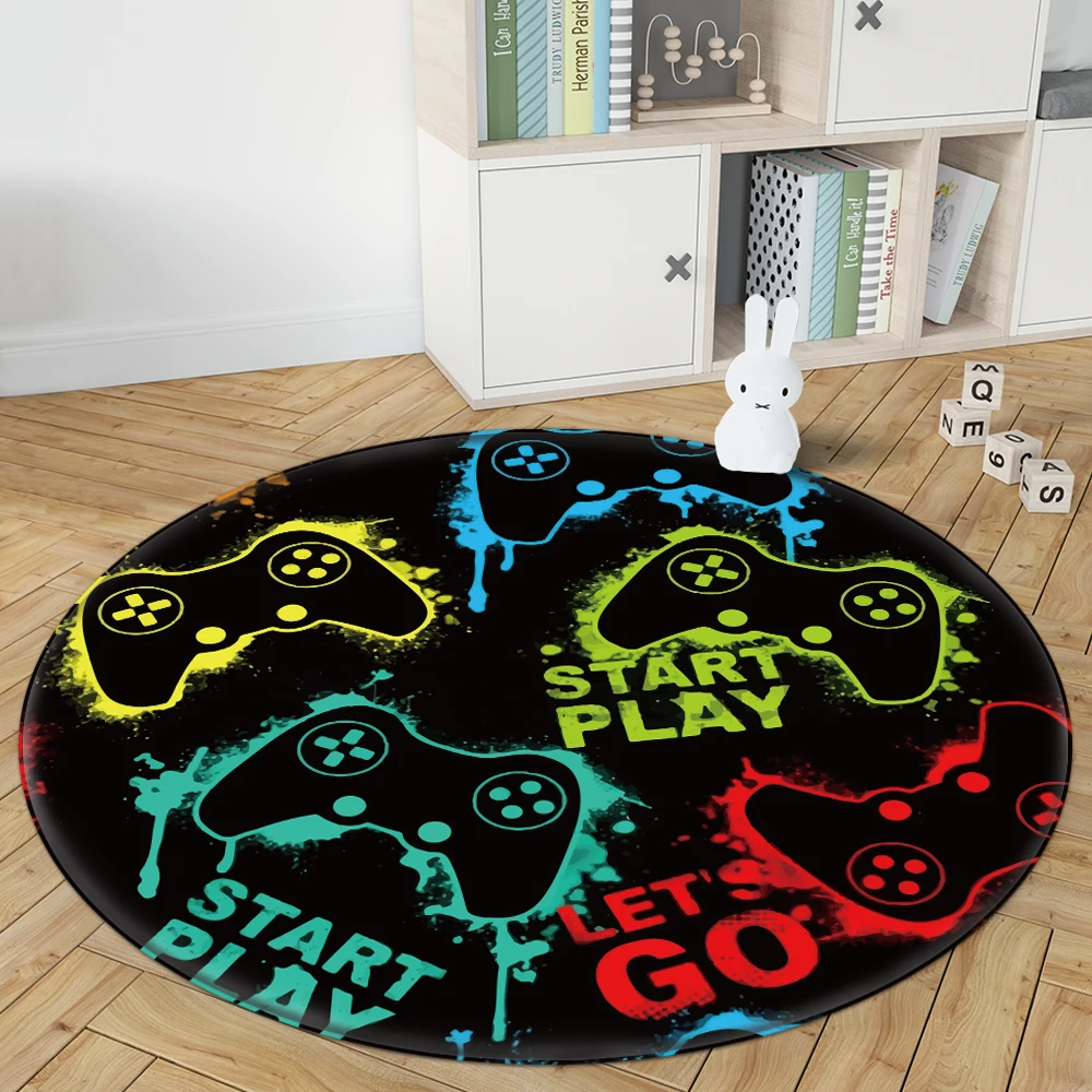 

Anime Gamers Controller Carpets Baby Room Play Mats Children Non-Slip Floor Round Carpet Boy Bedroom Decoration Carpet