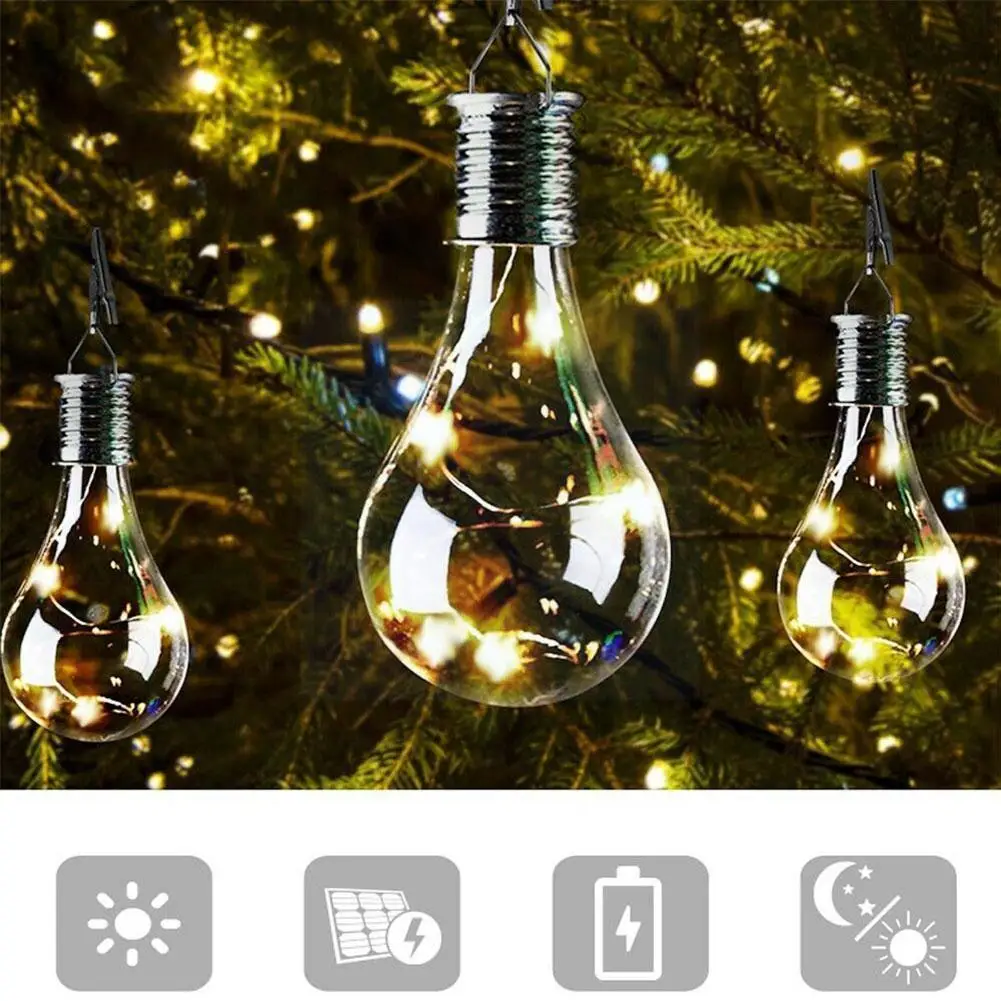 

1pc Waterproof Solar Outdoor Garden Camping Hanging Led Light Lamp Bulb Waterproof Solar Powered For Courtyard Garden Decor Z9y7