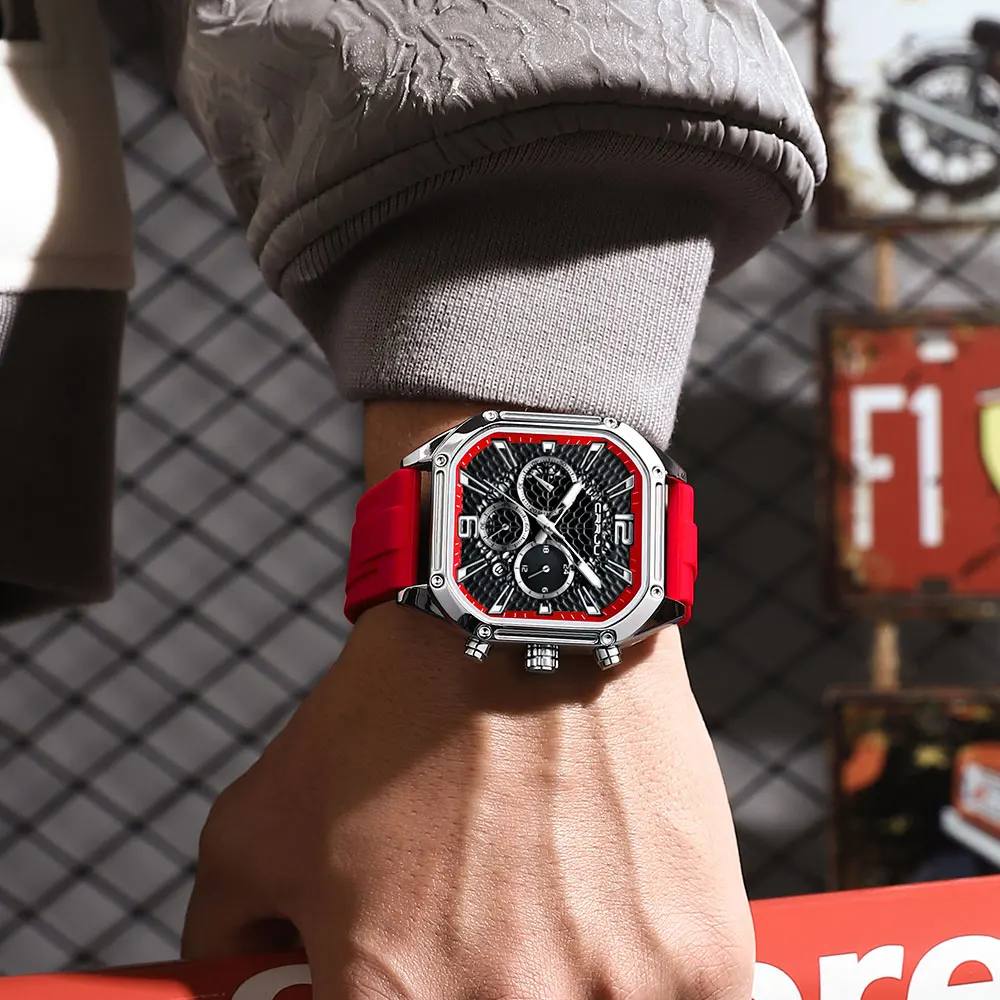 CRRJU часы для мужчин Tonneau водонепроницаемые кварцевые роскошные аналоговые