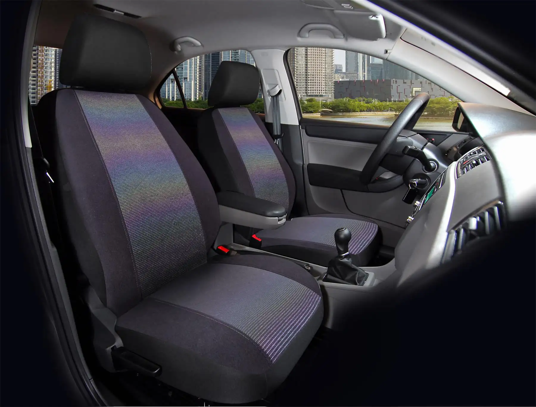 

5 Piece Seat Cover Kit Metallic Rainbow Polyester Colorful, Universal Fit, 1903SC76