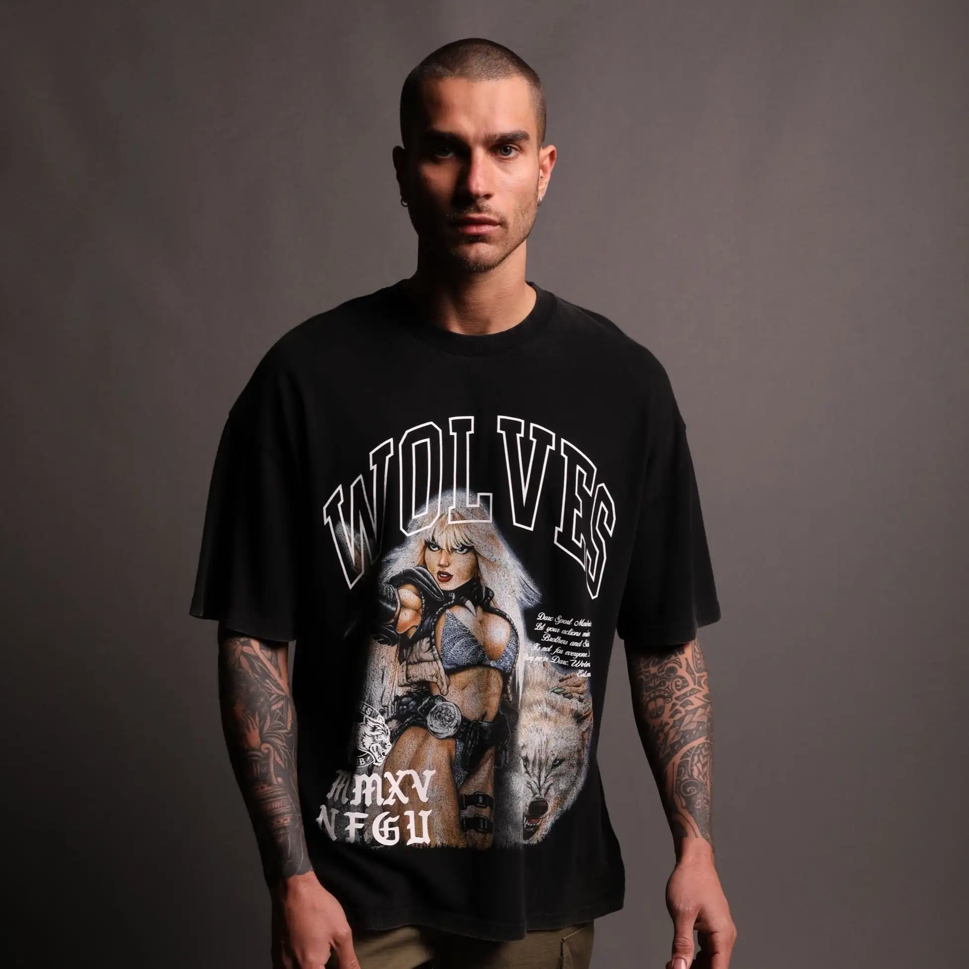 

Футболки Darc оверсайз с графическим принтом DTG, мужские футболки с коротким рукавом для тренировок в тренажерном зале и фитнеса, футболки в эстетике дарк-Волков